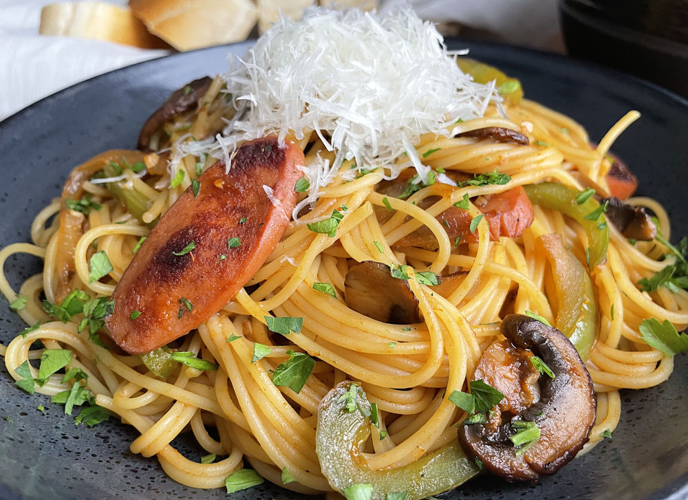 Close up of Spaghetti Napolitan