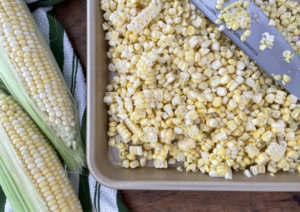 Corn kernels cut off the cob for recipe