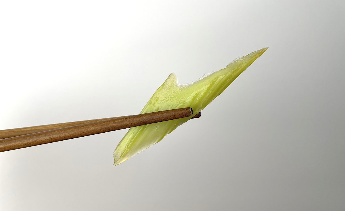 Japanese Pickled Celery Asazuke in wooden chopsticks