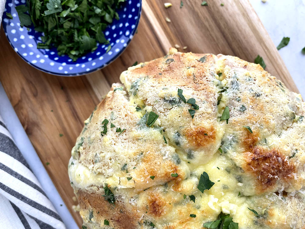 Garlic bread close up