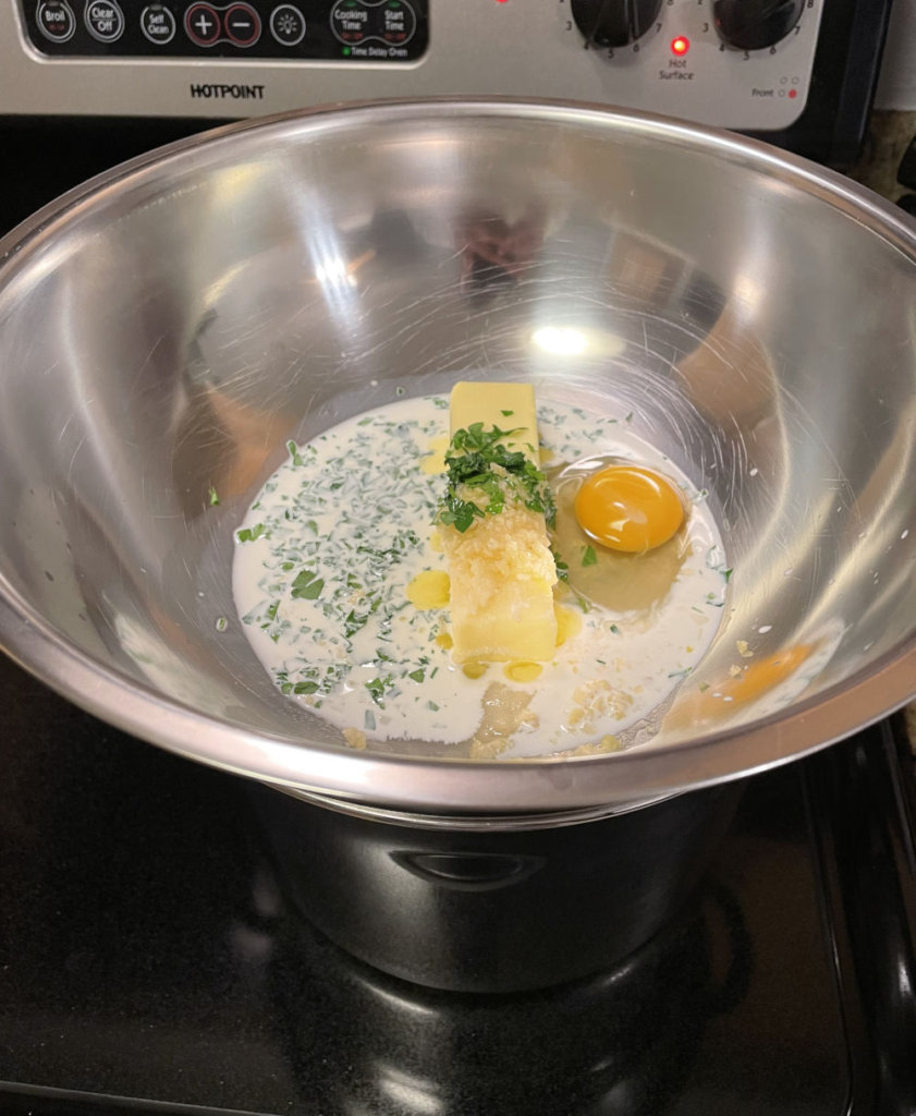 Ingredients in double boiler before being cooked