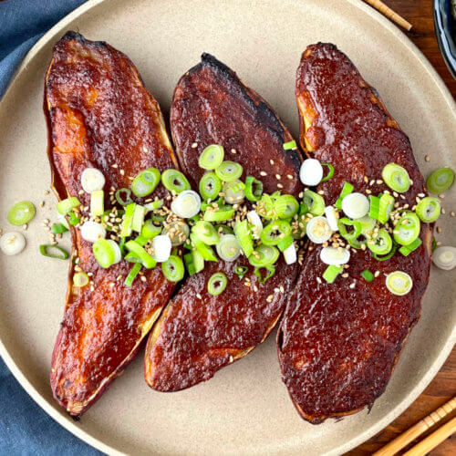 Kyoto style sweet potatoes with miso butter sauce