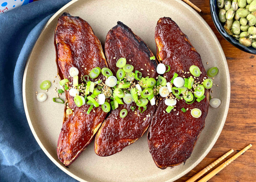 Kyoto Style Sweet Potatoes with sweet and salty miso sauce