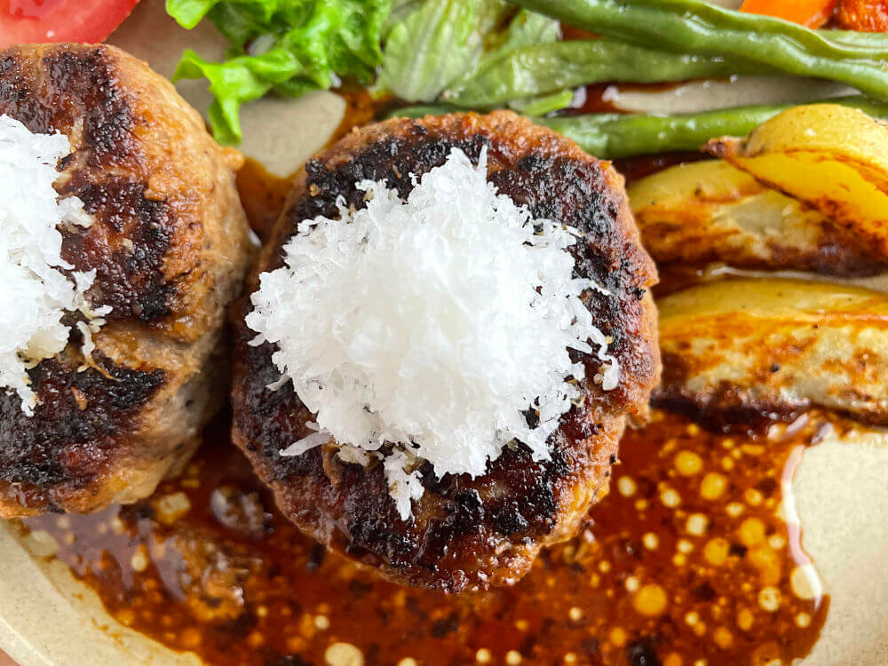 Oroshi on top of japanese hamburger steak